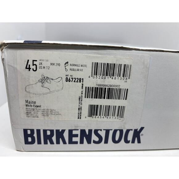 NWB Birkenstock Maine White Patent Lace-Up Shoes Men\'s 12 Normal Fit 0672281 main image 6